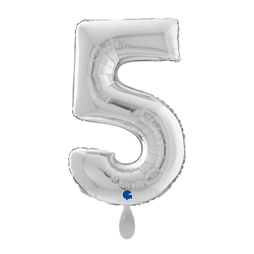XL Zahl Silber 5