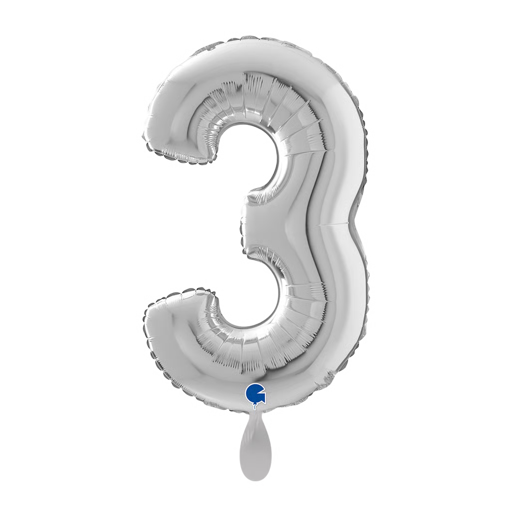 XL Zahl Silber 3