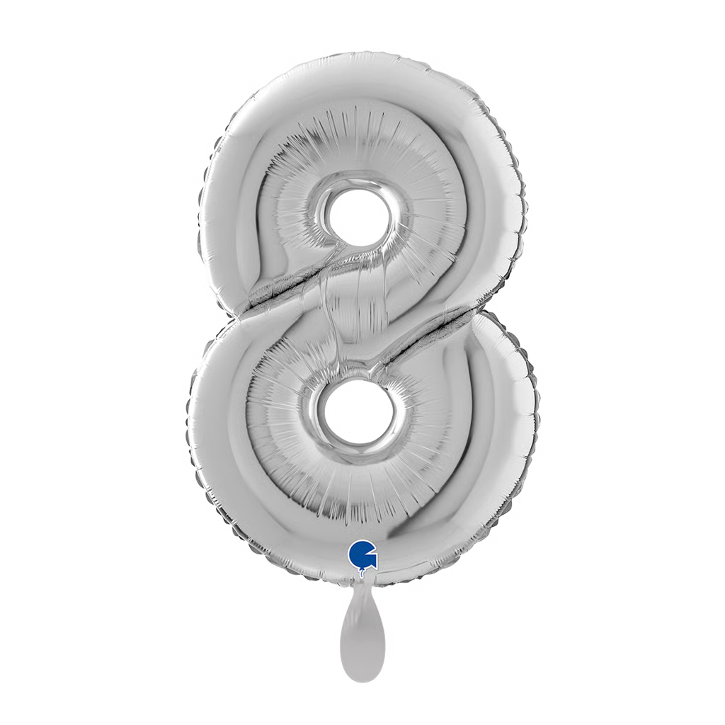 XL Zahl Silber 8